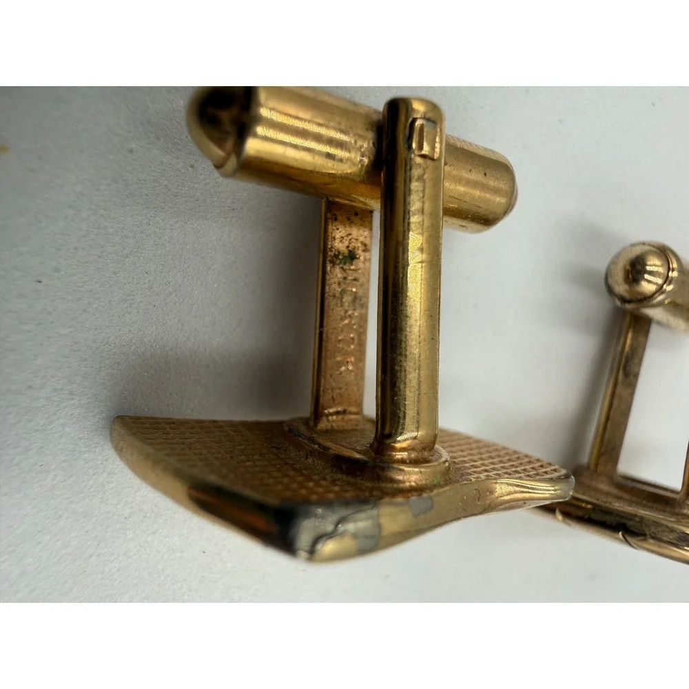 Vintage Hickok Music Note G Clef Gold Tone Cufflinks Musical Staff Toggle Back